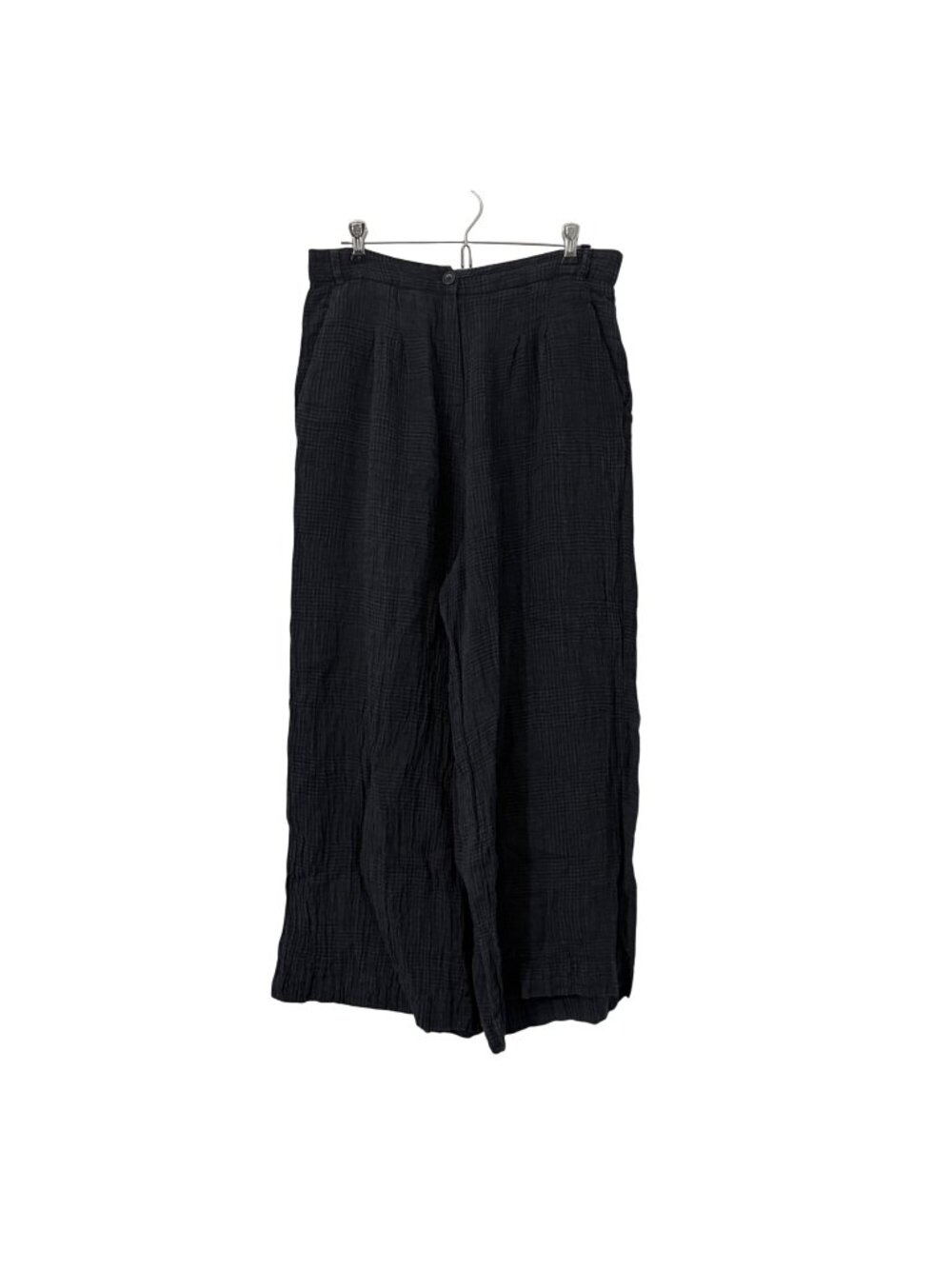 Lilith Blue Plaid Linen Tissu Italien Wide Leg Trouser Pants Womens Size Large